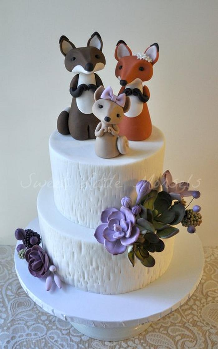 Fox Family Baby Shower Cake