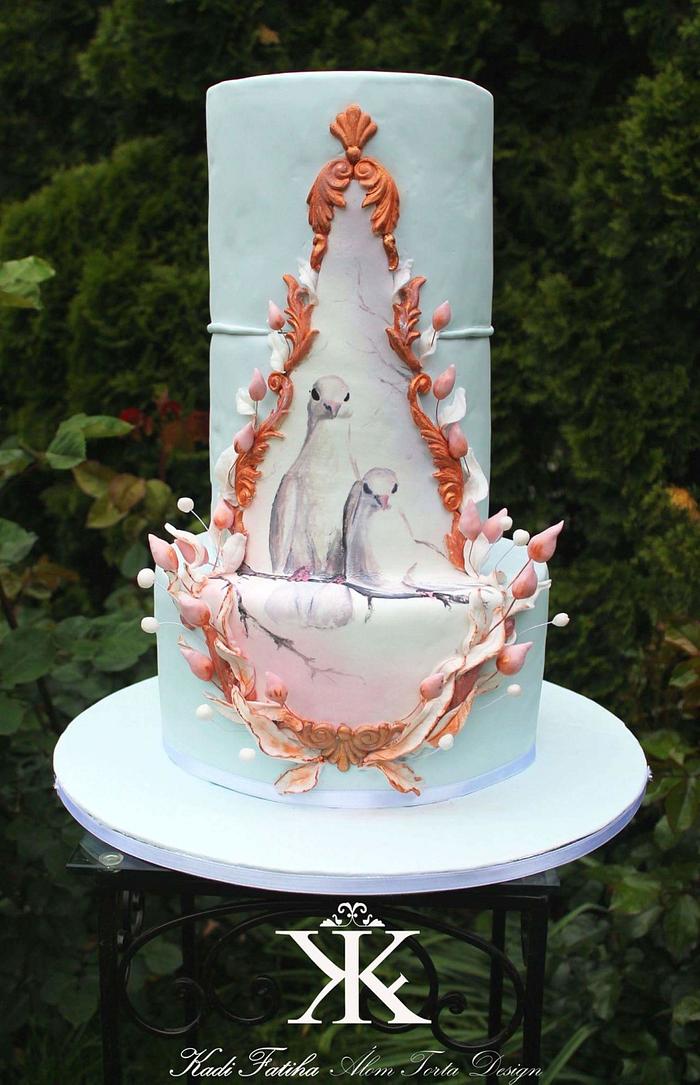 Wedding doves cake
