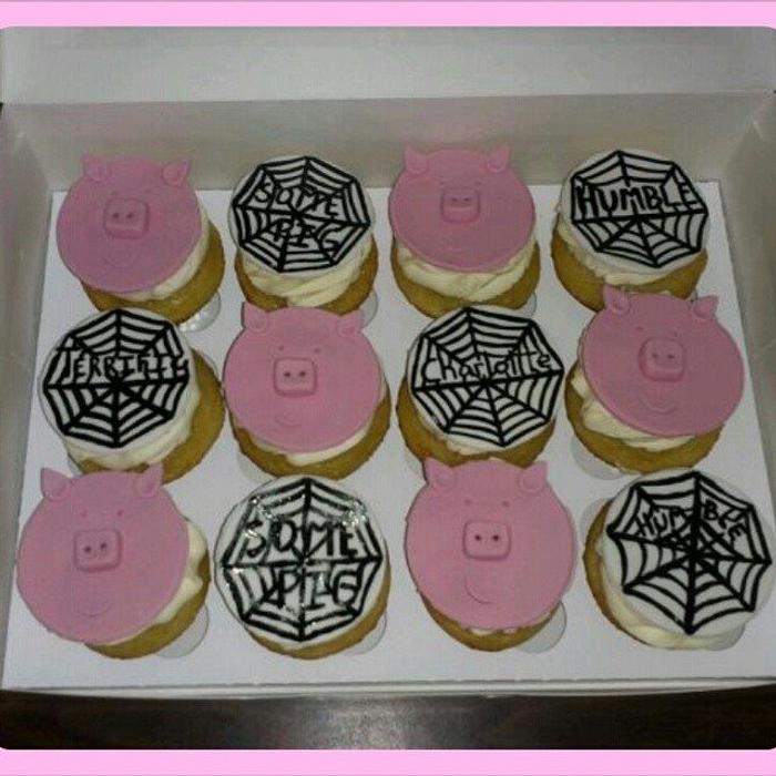 Charlotte's Web Themed Cupcake Toppers
