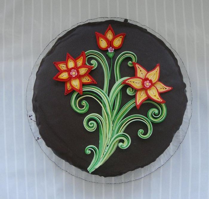 Quilled flowers cake
