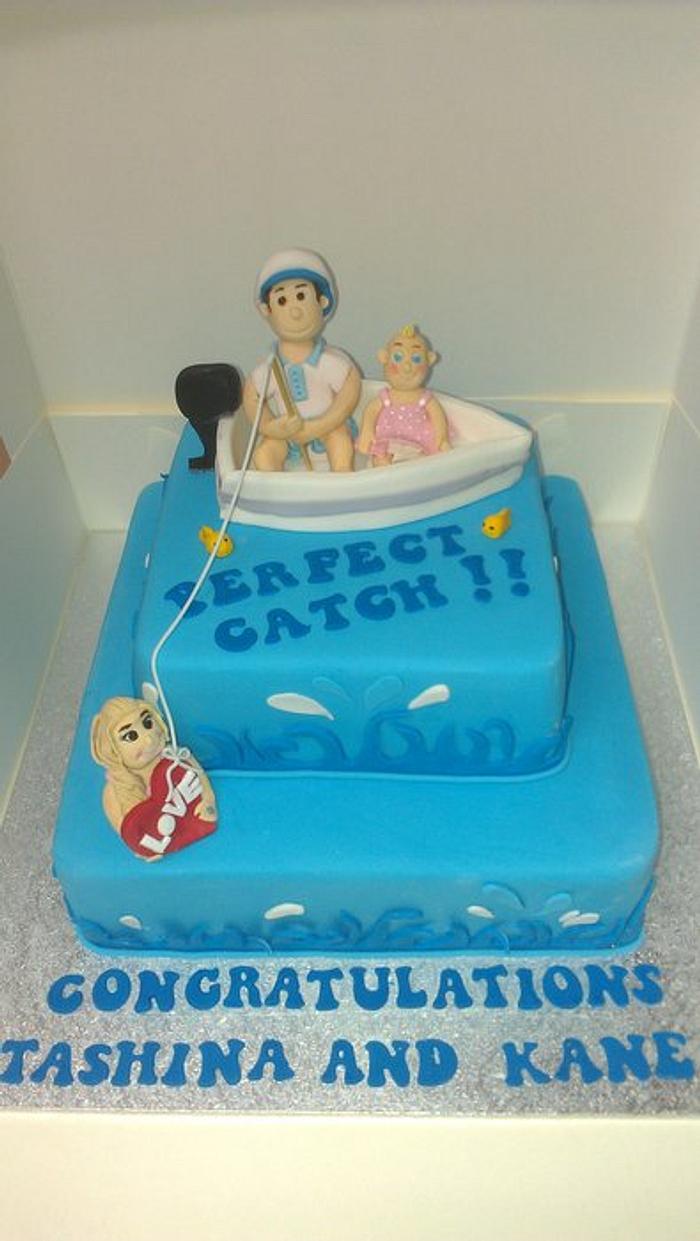 perfect catch engagement cake