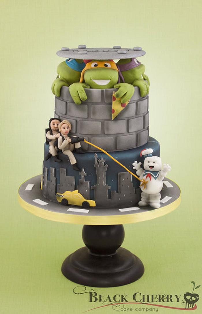 Ghostbusters Teenage Mutant Ninja Turtle Mashup Wedding Cake