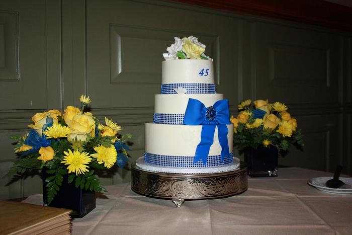 Blue Bling and Yellow roses wedding