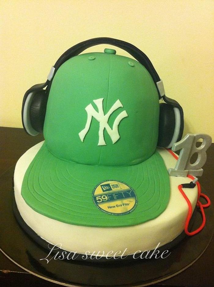 Ny hat with headphones
