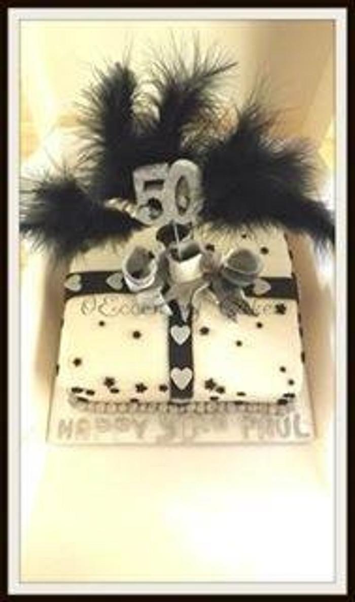 Black & silver themed 50th birthday cake.