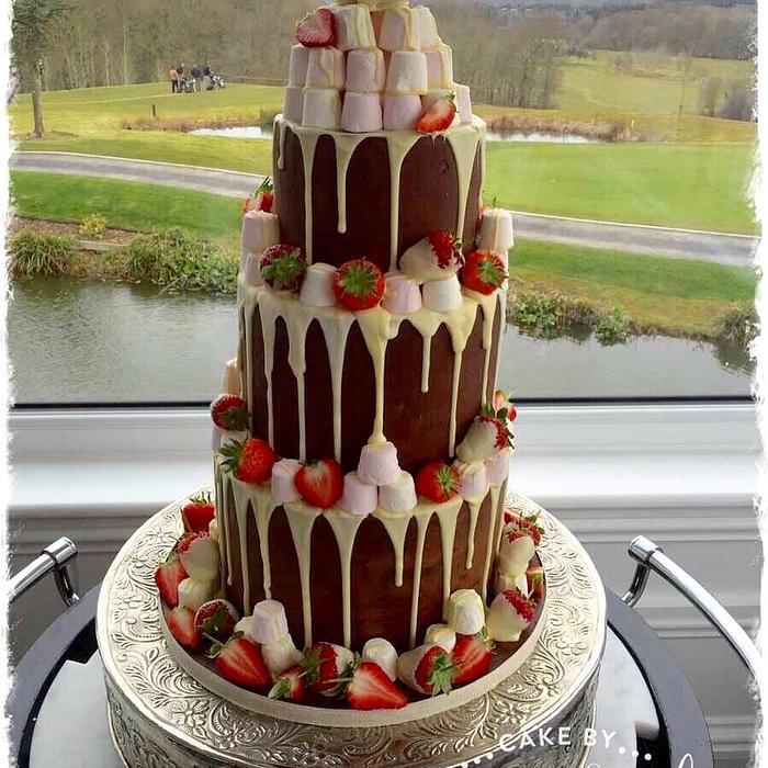 Chocolate Drippy Wedding Cake