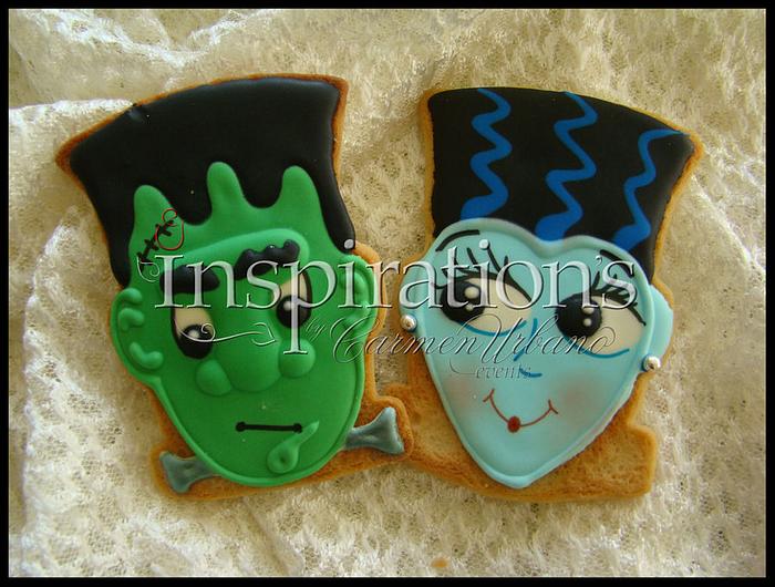 Inspiration's Spooky cookies Frankestein & Bride