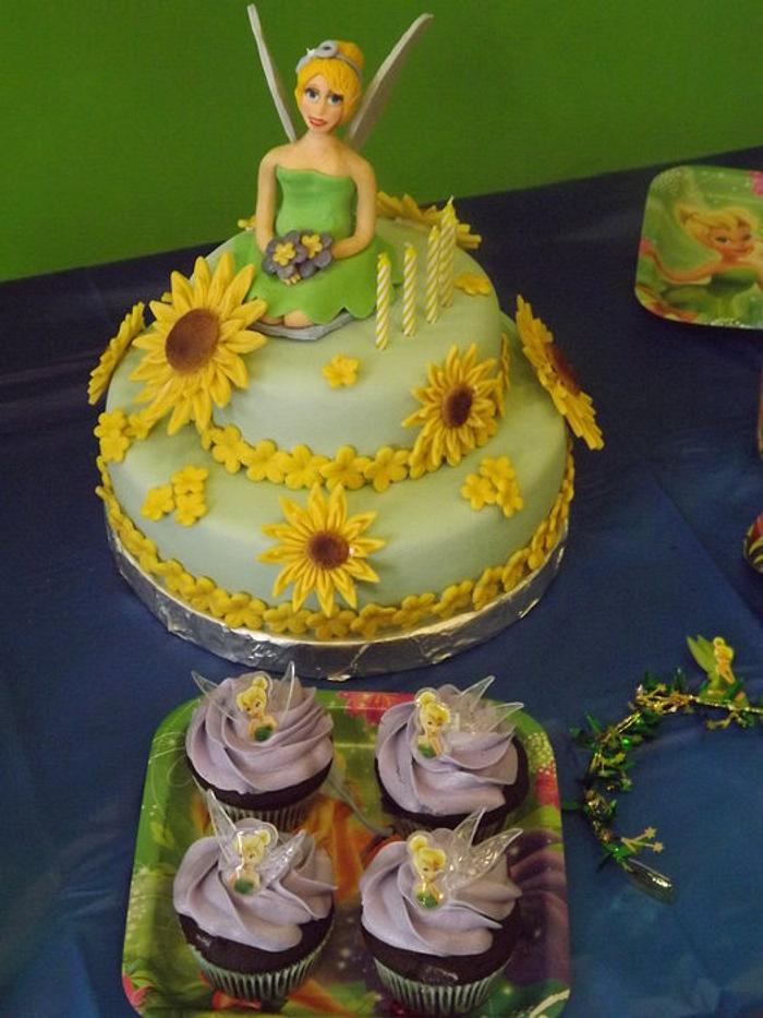 Tinkerbell Theme cake and cupcakes