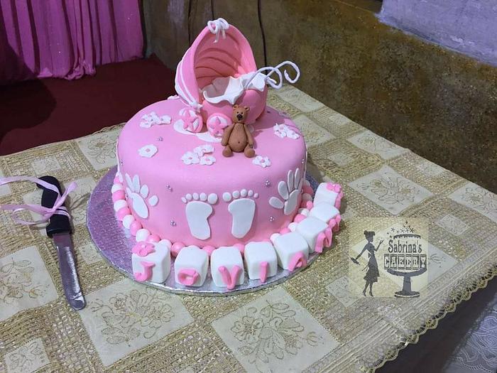 Baby stroller Baptism Cake