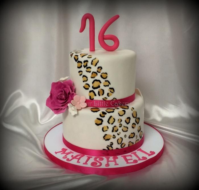 Sweet 16 Pink leopard cake