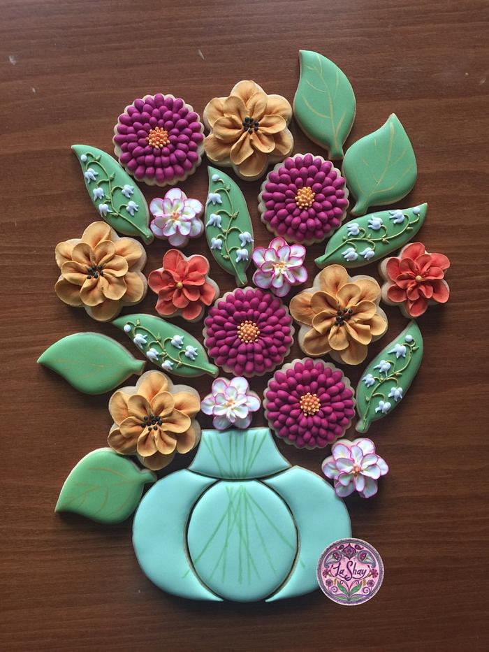 Flower Cookie Platter in Autumn Colours