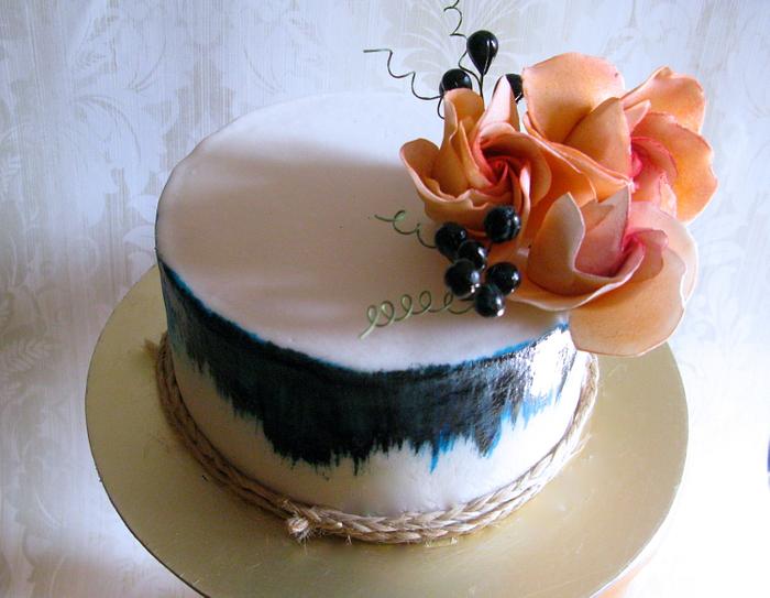 rustic floral cake