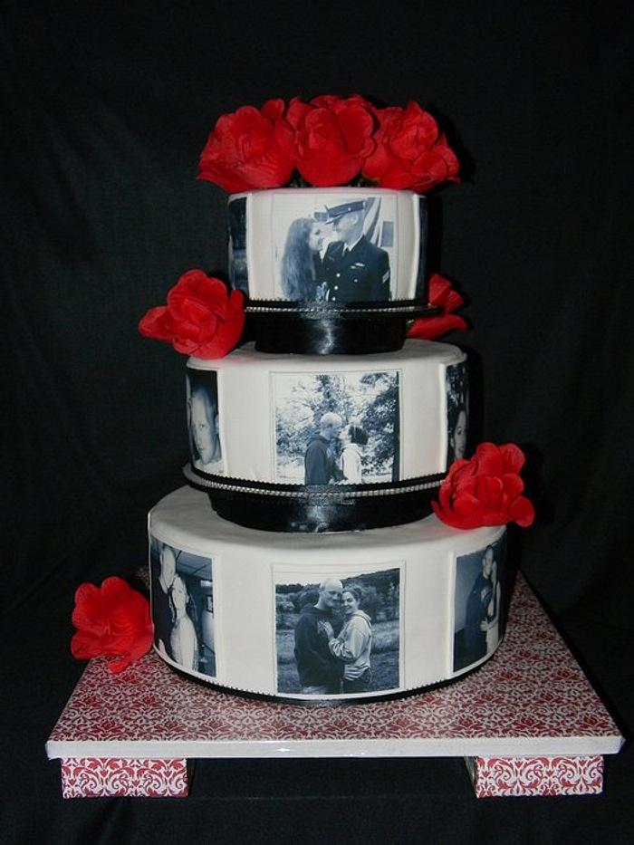 Black and White Photo Wedding Cake