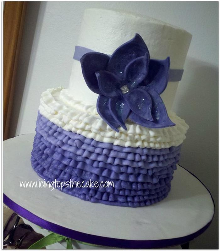 2 Tier Purple Ombre Ruffle Cake