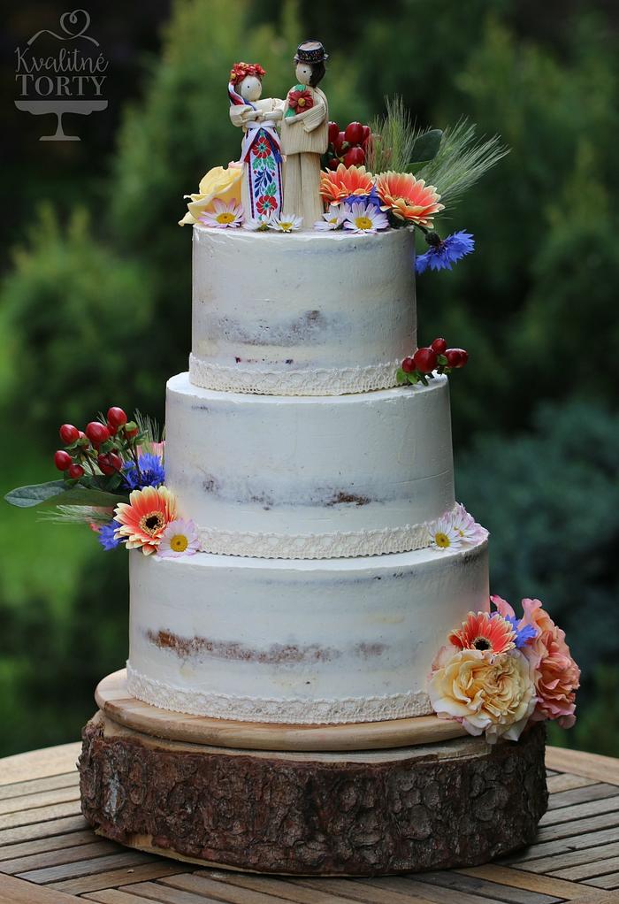 traditional slovak bride and groom wedding cake 