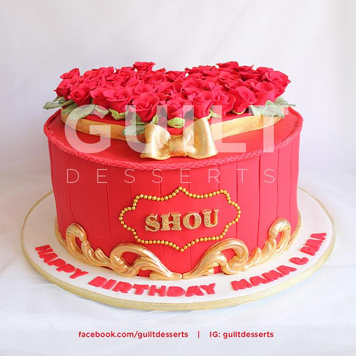 60 Red Roses Birthday Cake
