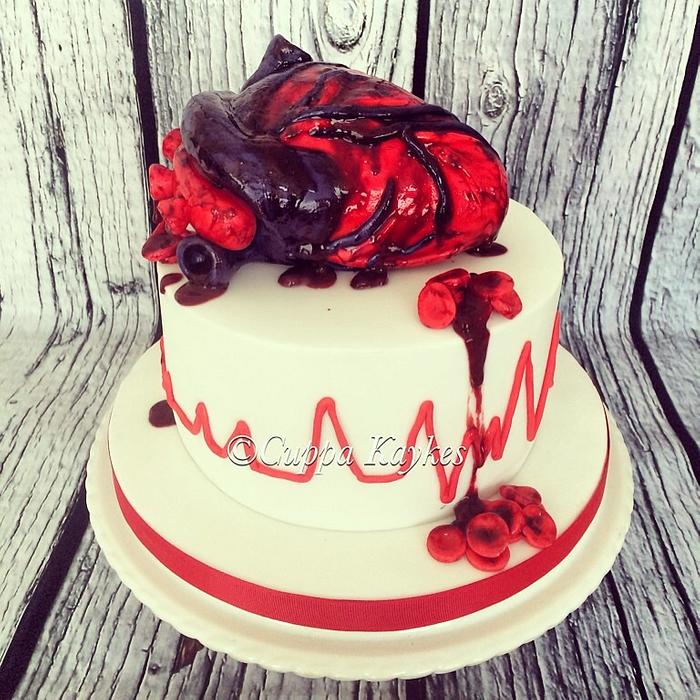 Gory Heart Medical Cake 