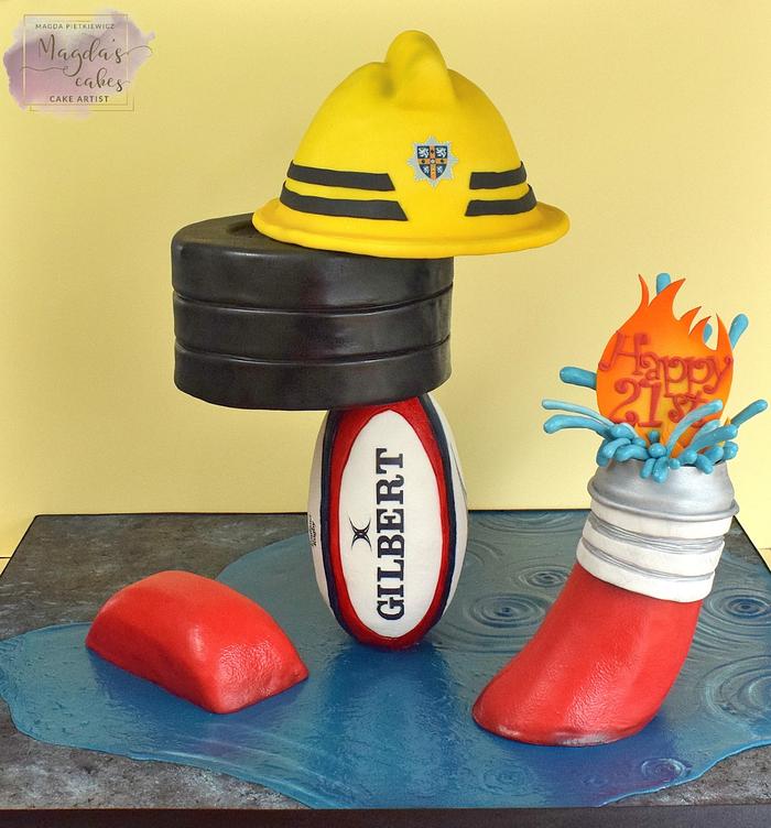 Cake for firefighter/rugby player/body builder