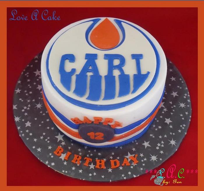 Oilers-themed Birthday Cake