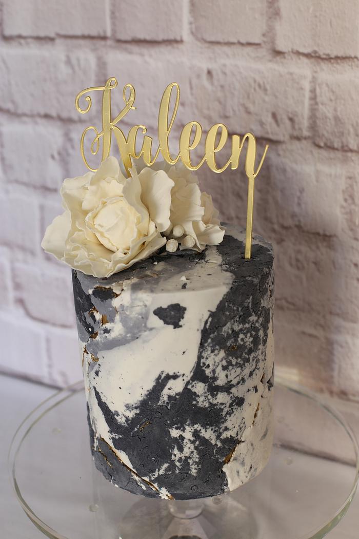 Textured stone marble cake