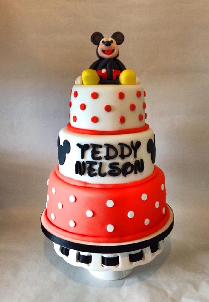 Mickey Mouse Polka Dot Tiered Cake