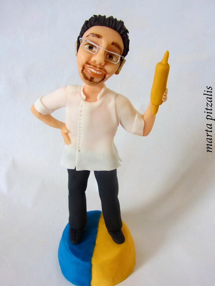caricature of a pastry chef