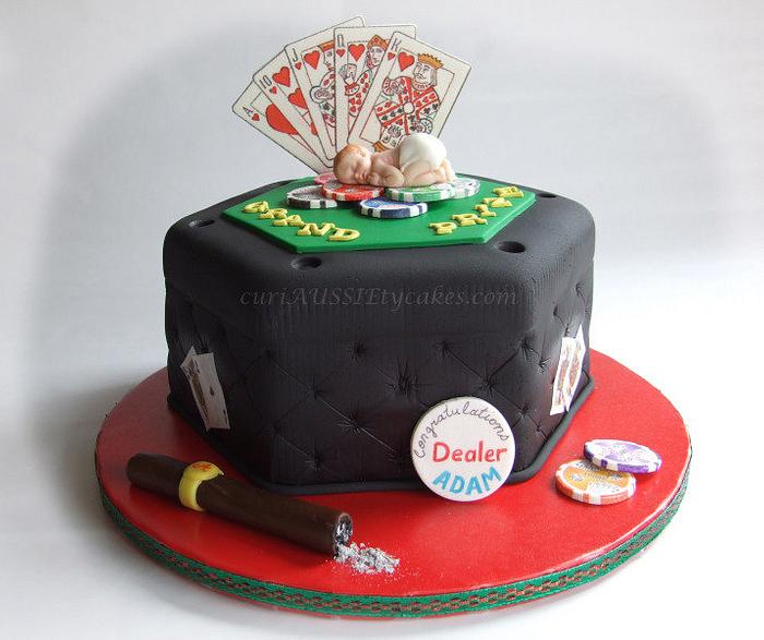Man's poker baby shower cake