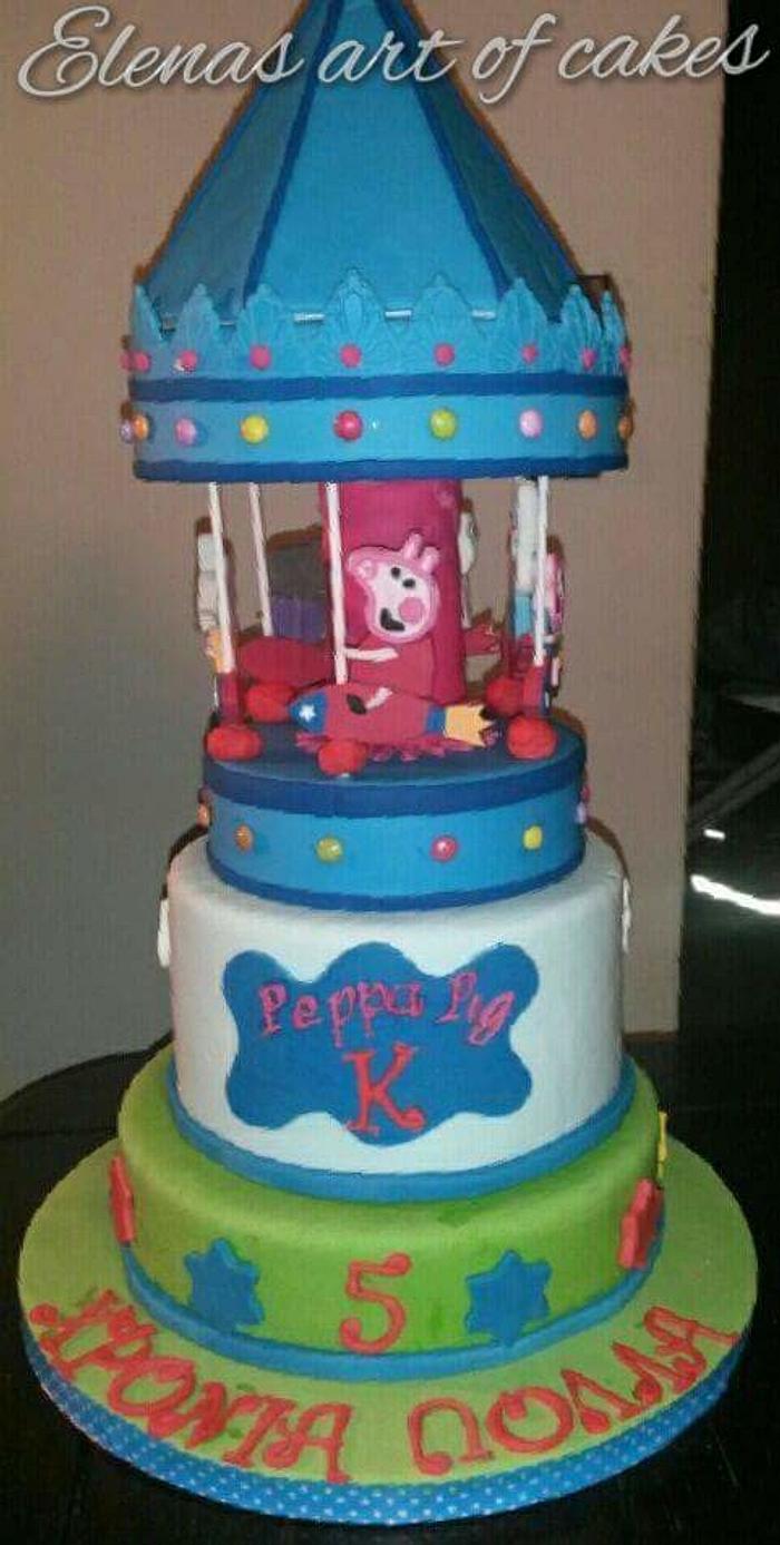 Peppa and friends carousel cake 