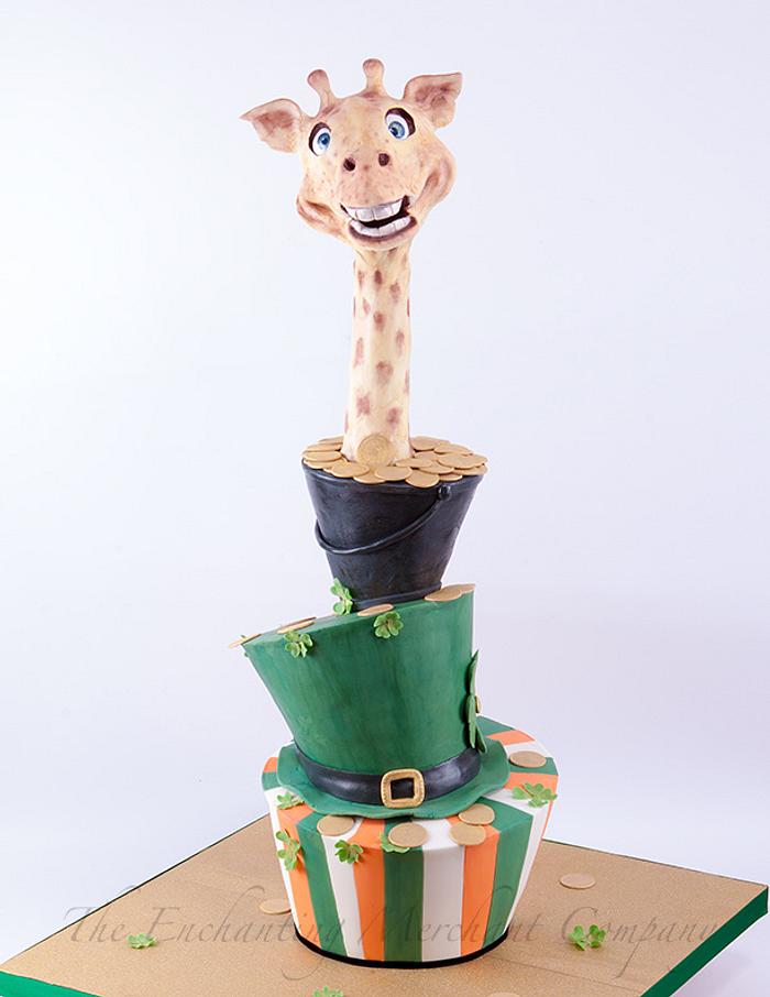 St Patrick's Day & Giraffe theme Mad Hatter Birthday Cake