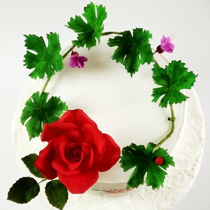 Cake with painted Bulgarian embroidery