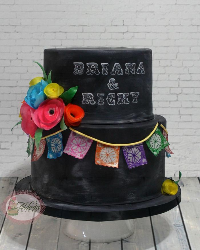 Chalkboard fiesta cake