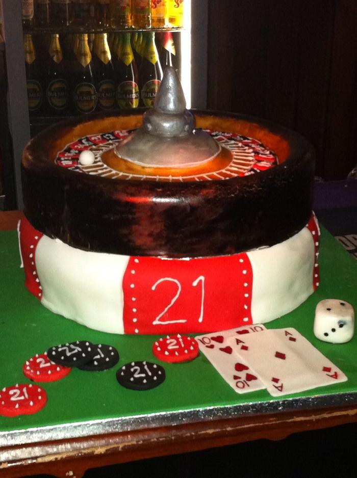 Roulette wheel casino cake