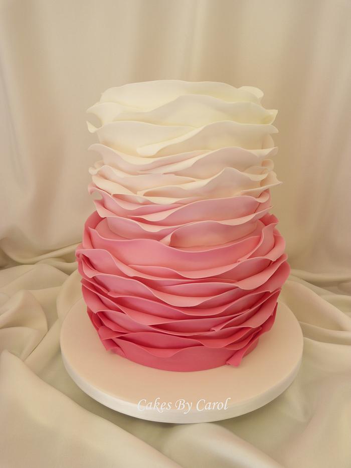 Pink Ombre Ruffles & Roses 1st Birthday Cakes (and Cookies)