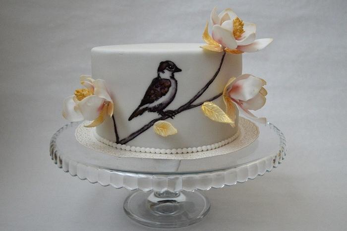 Birthday cake with magnolia