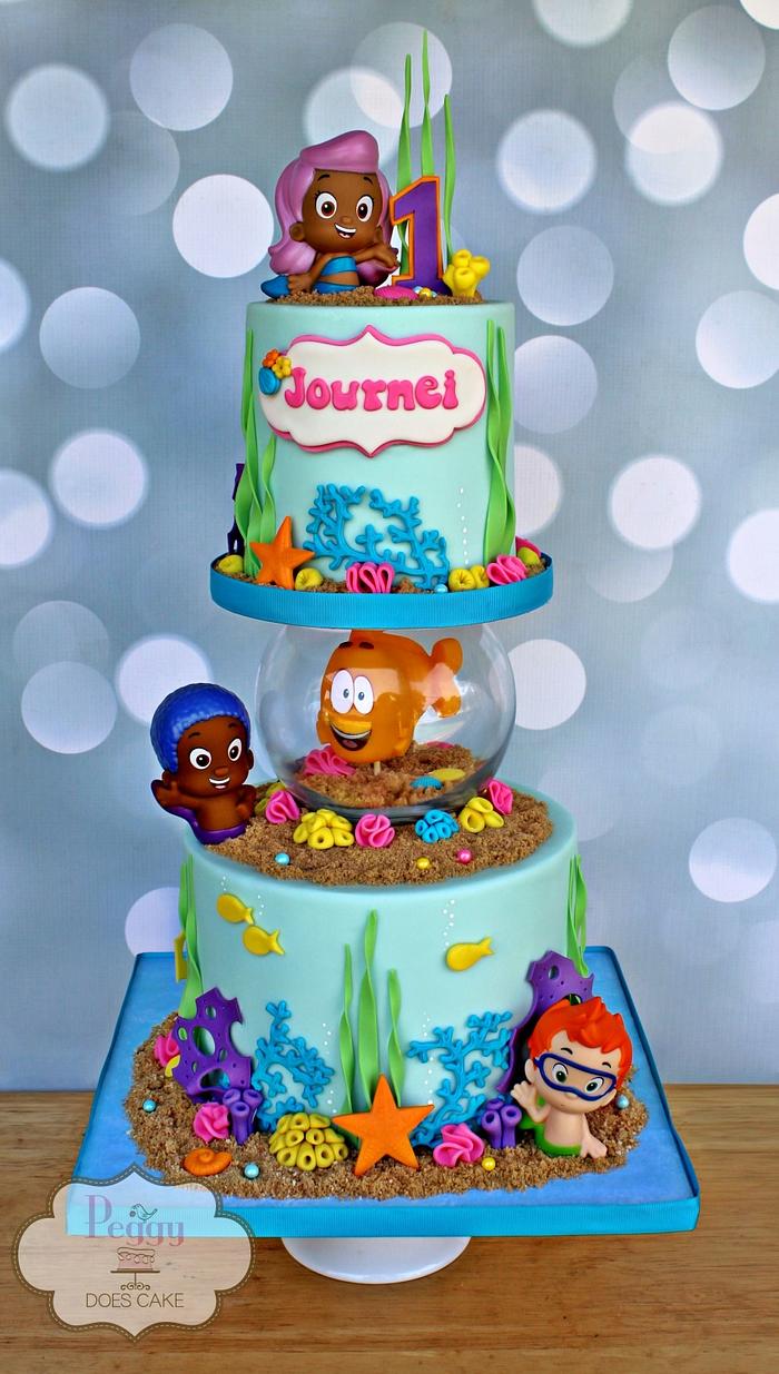 Bubble Guppies with Fish Bowl Cake