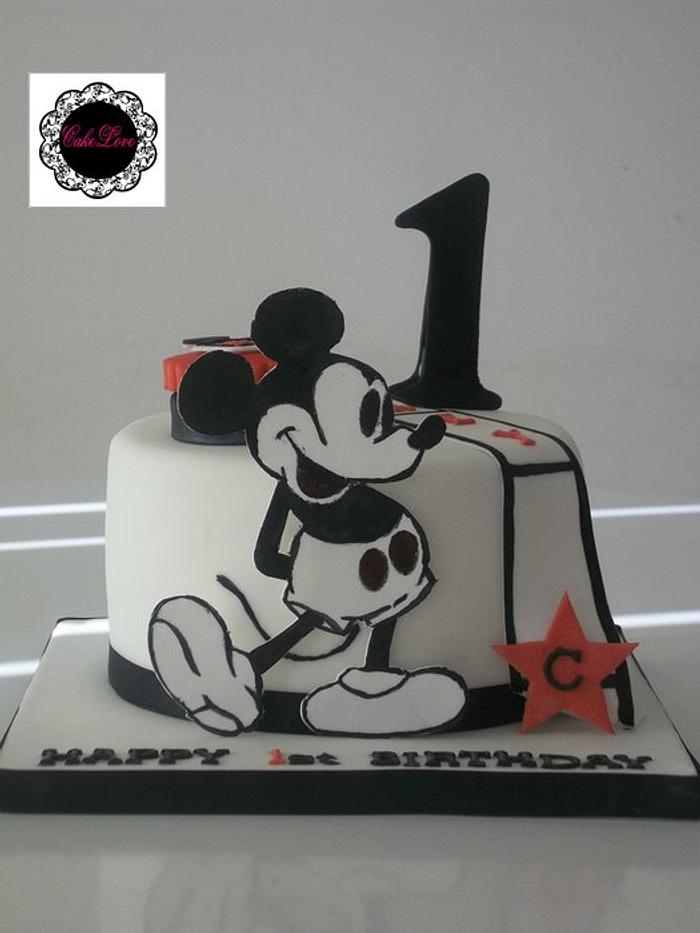 vintage mickey mouse 1st b'day cake