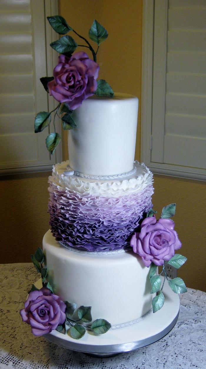 Purple Ombre frills with purple roses
