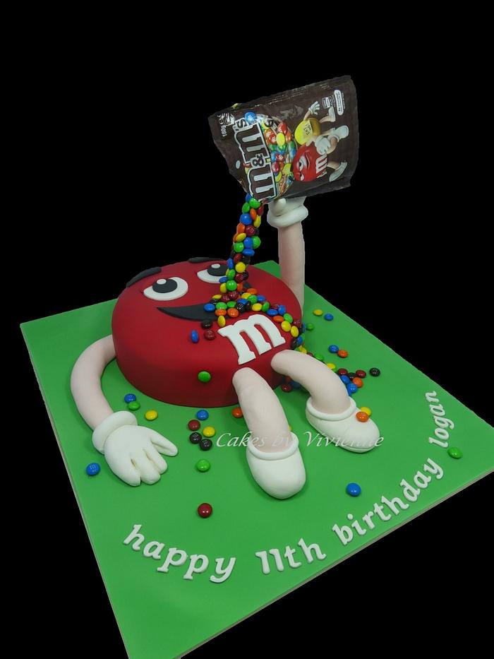M & M Gravity Defying Birthday Cake