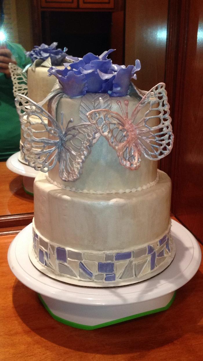 Mosaic butterfly cake