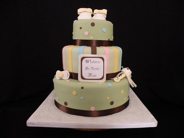 "Wishes do come true" Baby shower cake