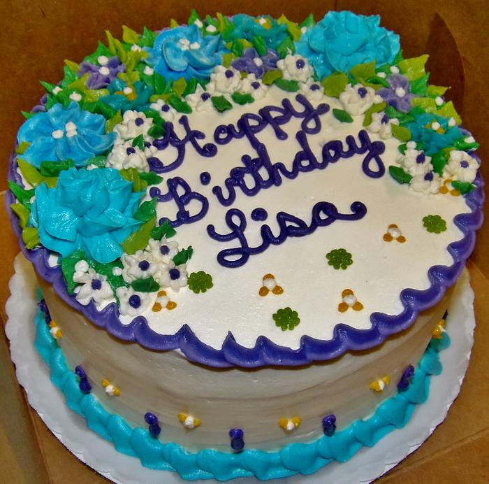 Simple blue and purple buttercream flowers