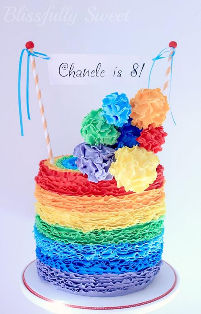 Rainbow Rufflicious Birthday Cake