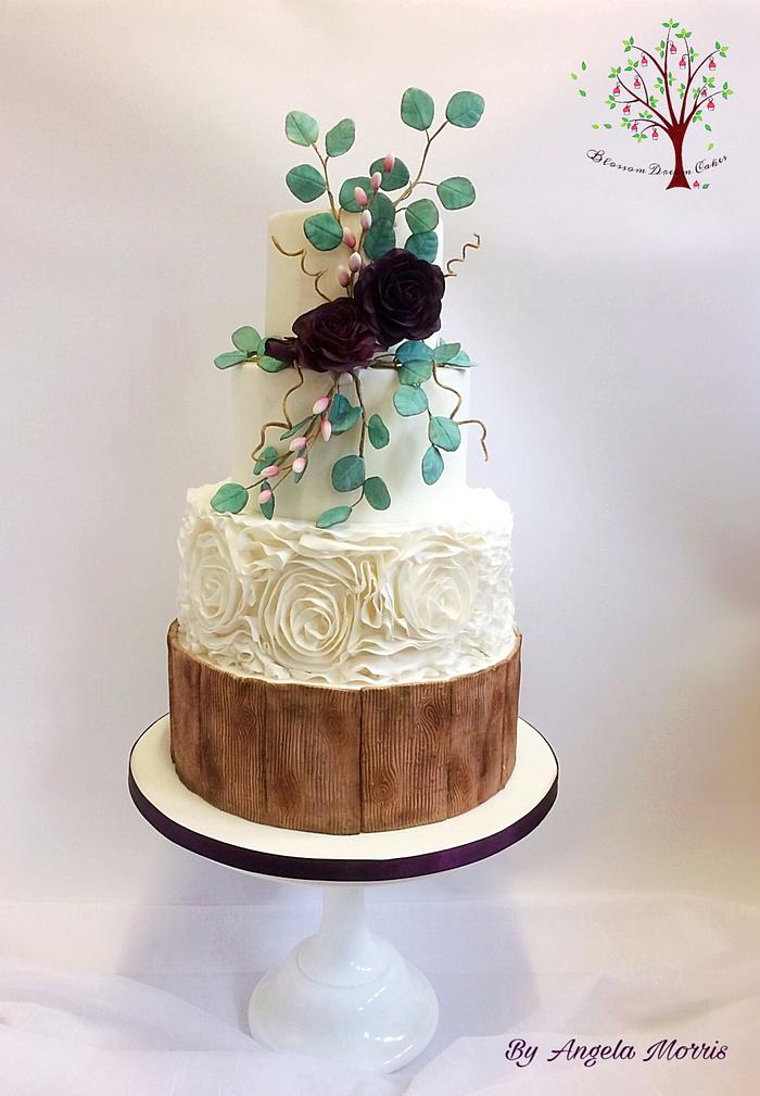 Rosette ruffles wedding cake