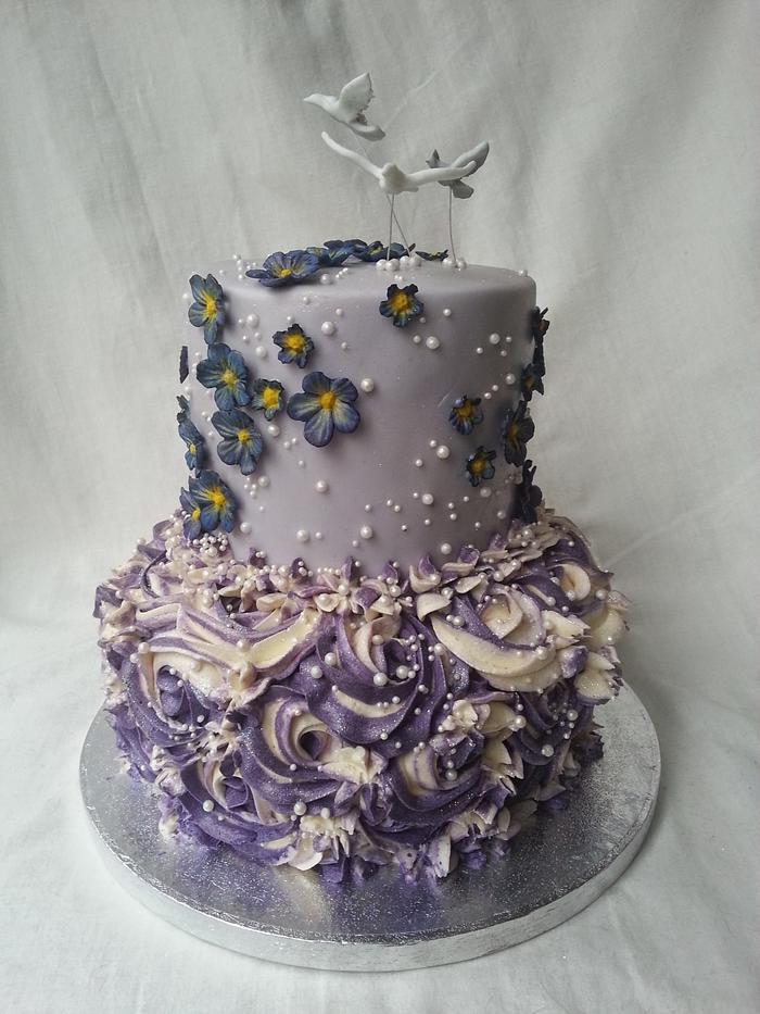 Bird and Violets Cake