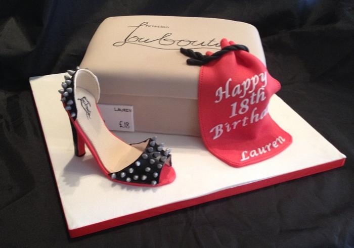 Louboutin Shoe and shoe box cake