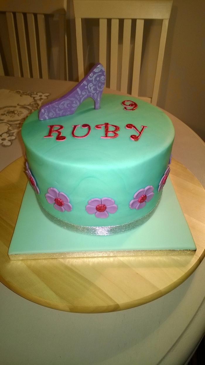 Girl's Birthday Cake and Shoe Topper