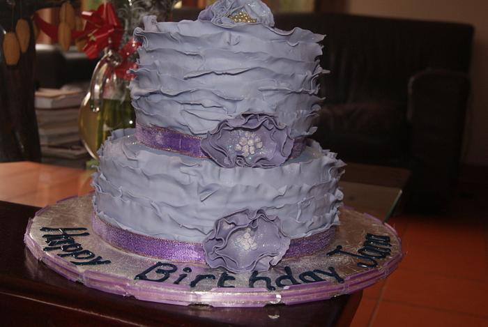 Purple ruffle cake