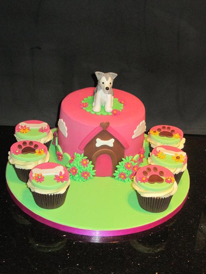 paws and bones cake and cupcakes 