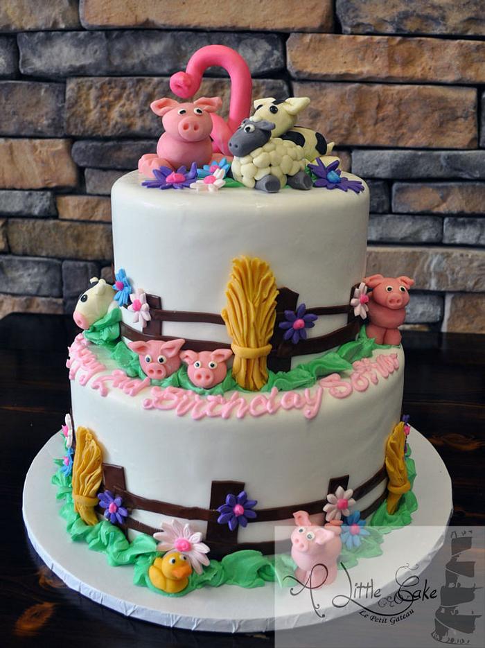 2nd Birthday Farm Animal Themed Cake by A Little Cake - - CakesDecor