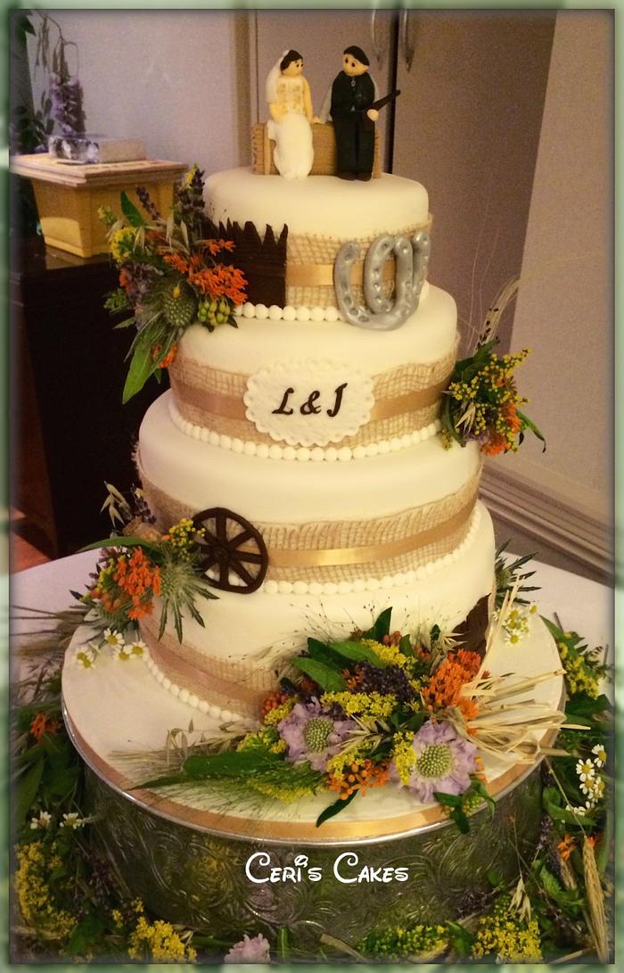 Country and western wedding cake